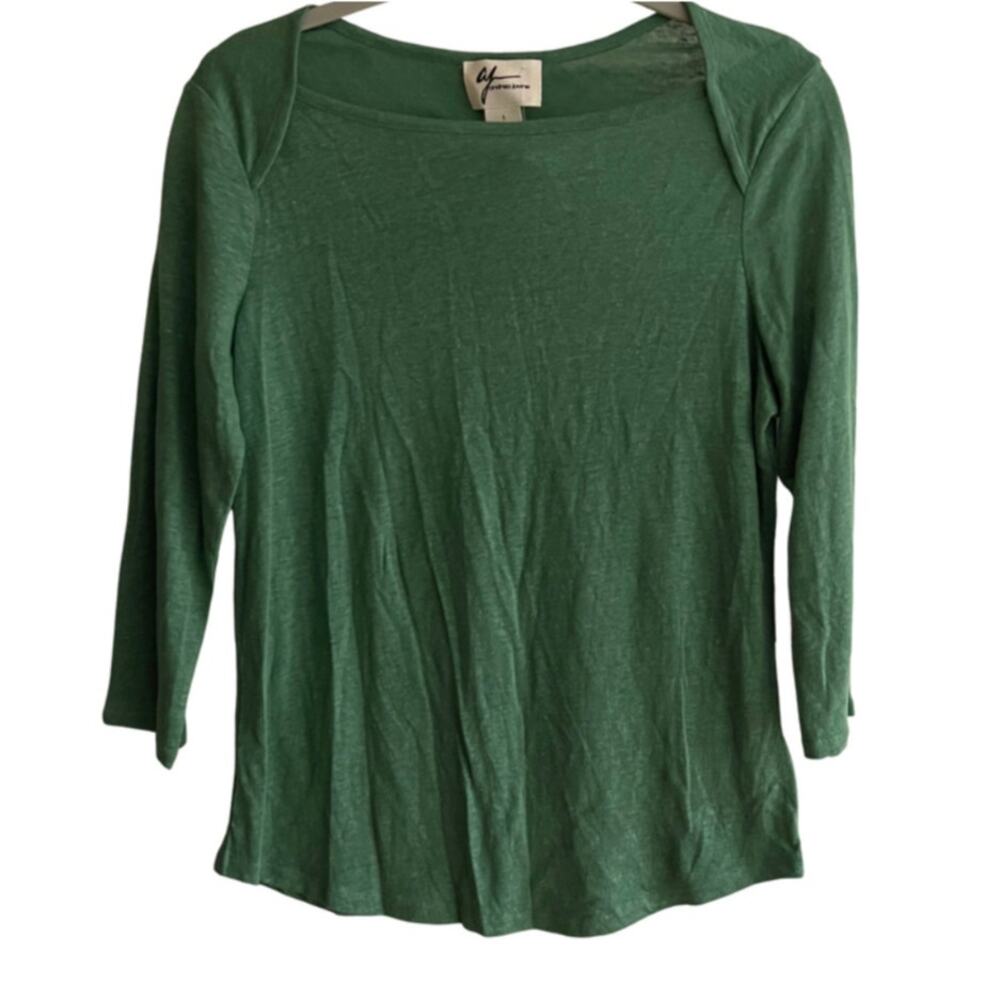 Andrea Jovine Green Lightweight Long Sleeve Soft Linen Top Small